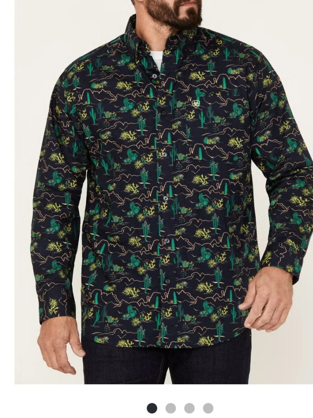 ARIAT MEN'S BECKETT ALL-OVER DESERT PRINT BUTTON-DOWN WESTERN SHIRT XL